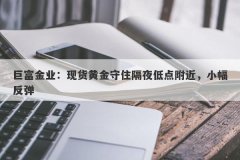 巨富金业：现货黄金守住隔夜低点附近，小幅反弹